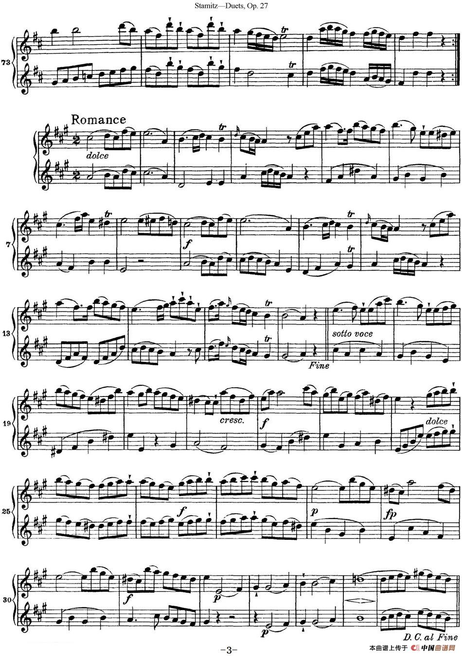 斯塔米茨二重奏长笛练习曲Op.27（No.4）