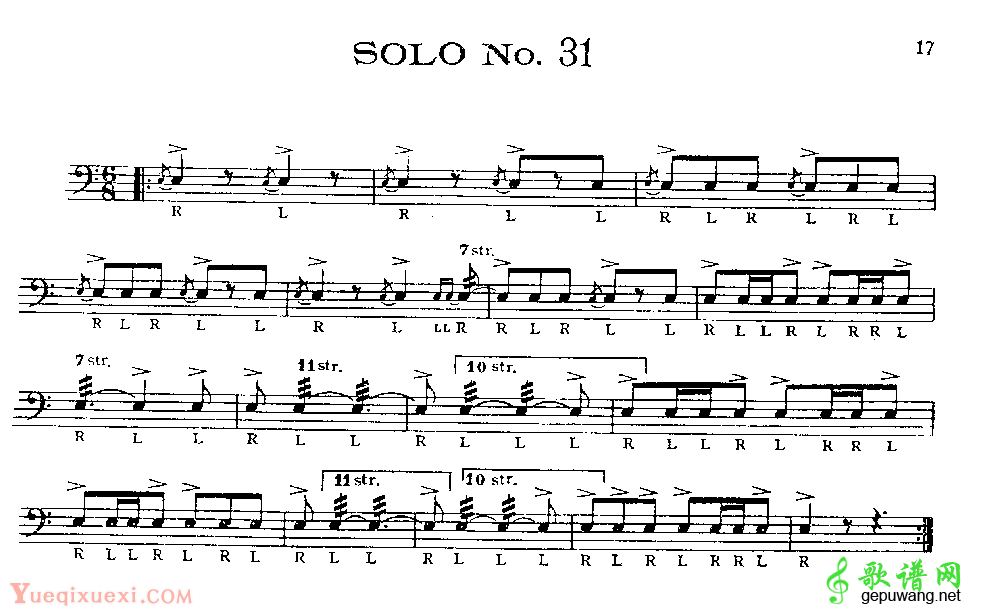 美国军鼓150条精华SOLO系列之《SOLO No.31》