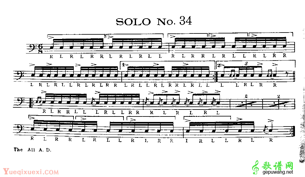 美国军鼓150条精华SOLO系列之《SOLO No.34》