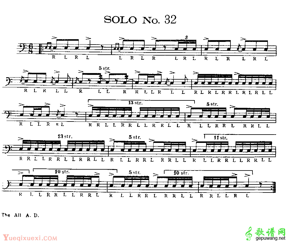 美国军鼓150条精华SOLO系列之《SOLO No.32》