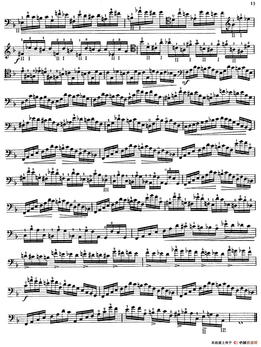 大提琴高级练习曲40首 No.6小提琴谱