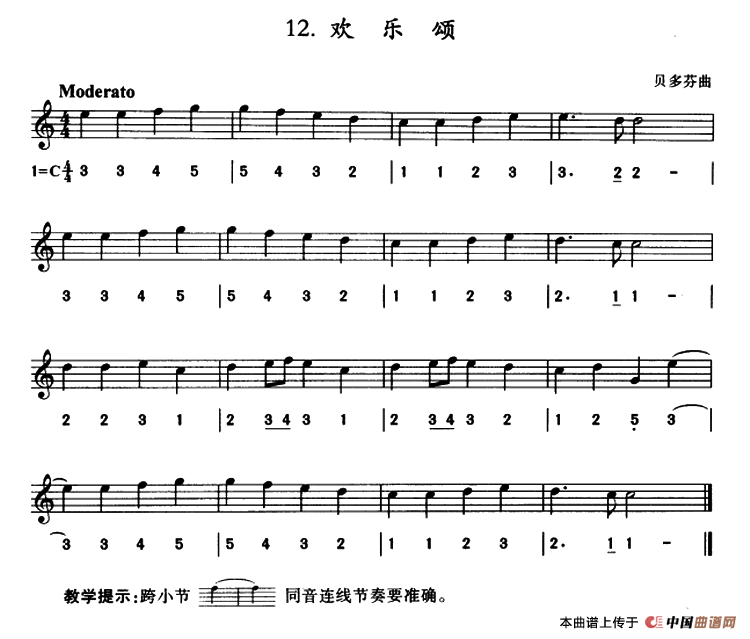 欢乐颂（线简谱混排版）