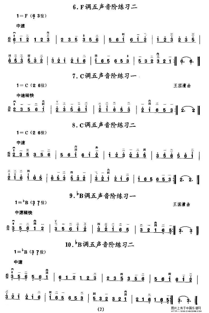 曲谱名：二胡微型练习曲：音阶练习二胡谱