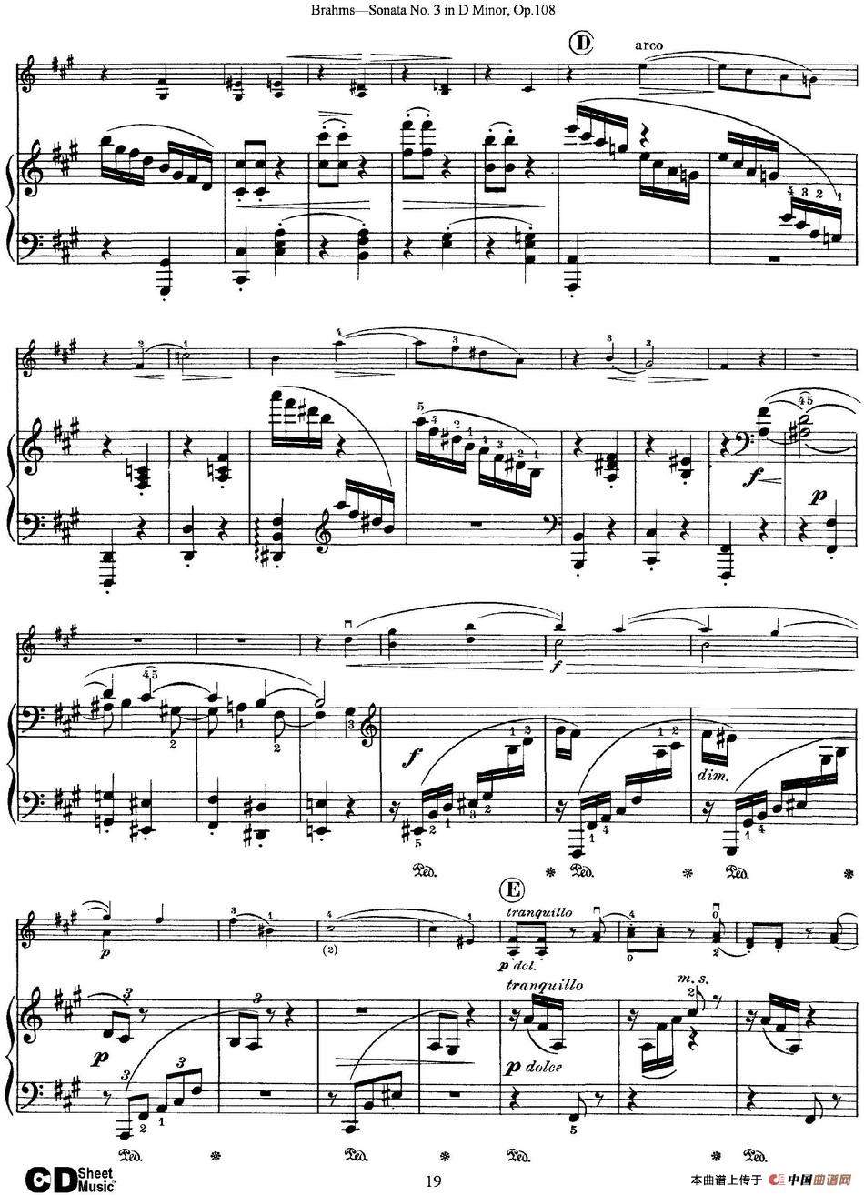 Violin Sonata No.3 in D Minor Op.108（小提琴+钢琴伴奏）