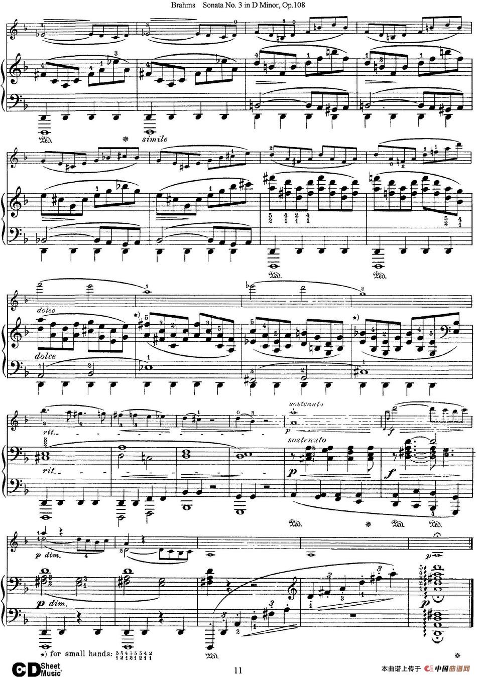 Violin Sonata No.3 in D Minor Op.108（小提琴+钢琴伴奏）
