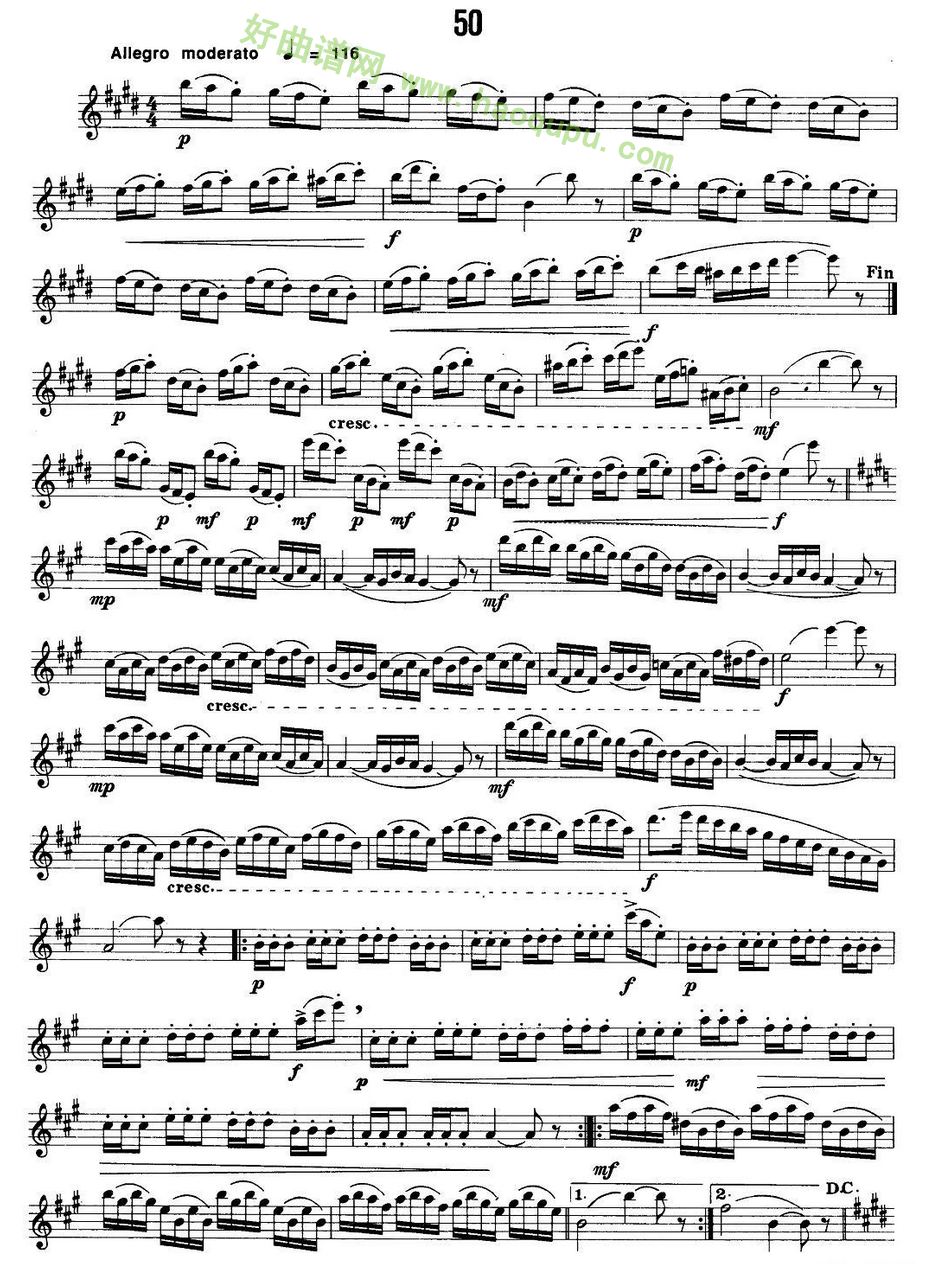 《50首经典萨克斯管练习曲》（42—50）萨克斯简谱