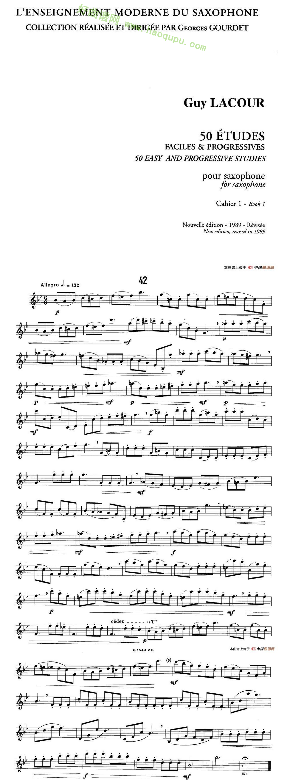 《50首经典萨克斯管练习曲》（42—50）萨克斯简谱第2张