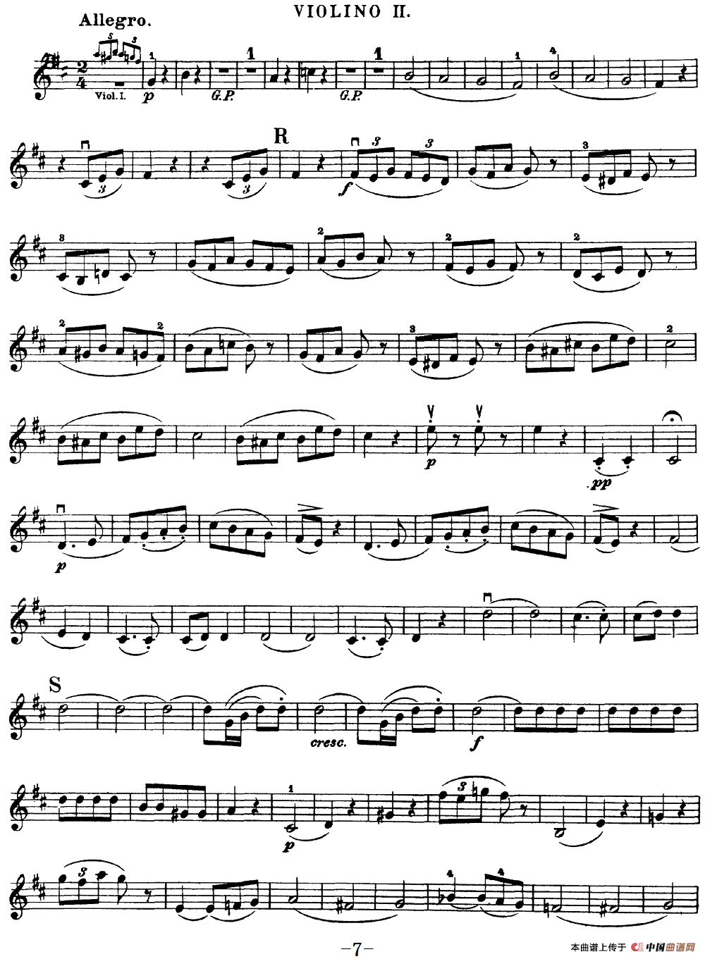 Mozart《Quartet No.20 in D Major,K.499》（Violin 2分谱）