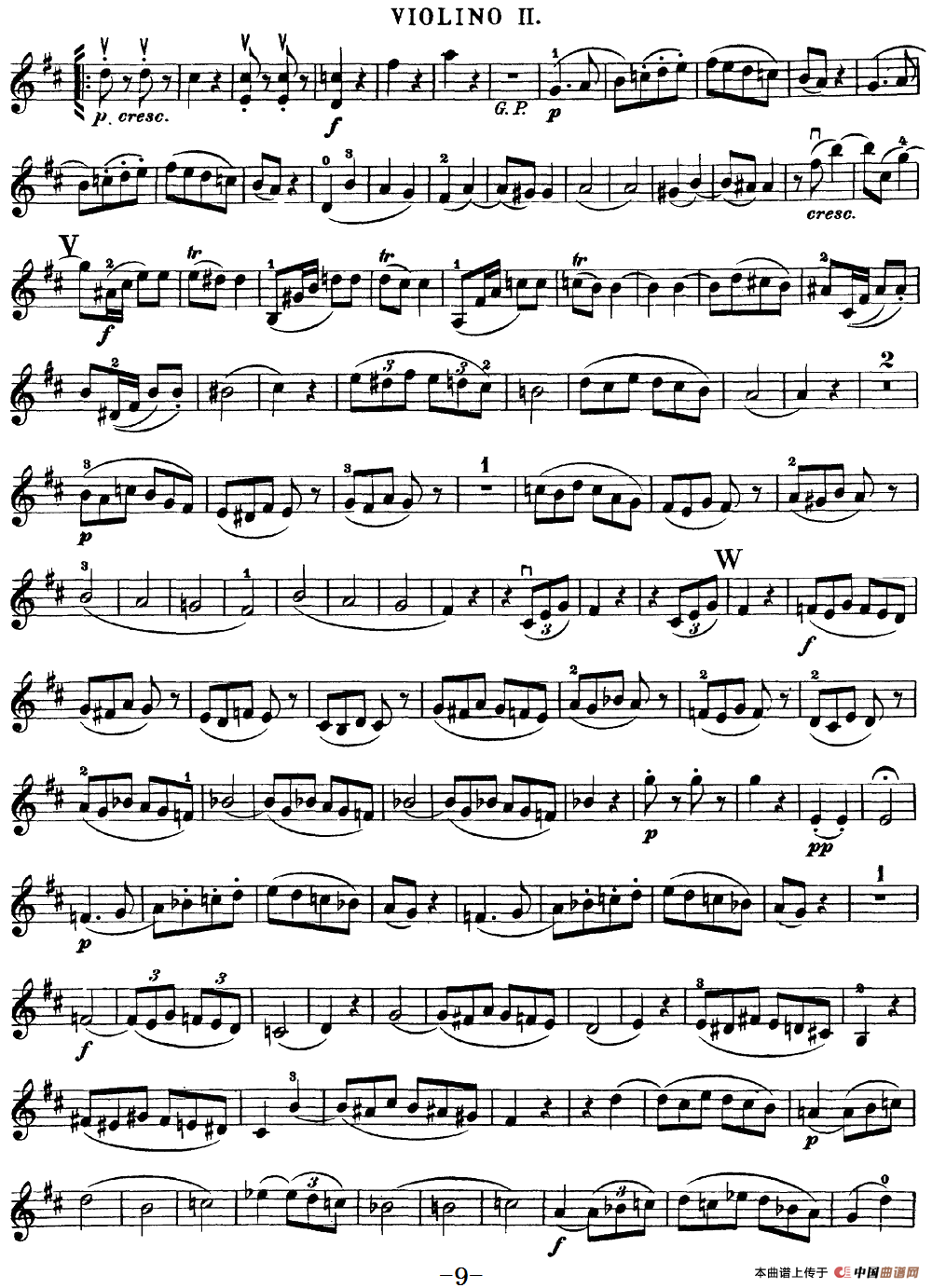 Mozart《Quartet No.20 in D Major,K.499》（Violin 2分谱）