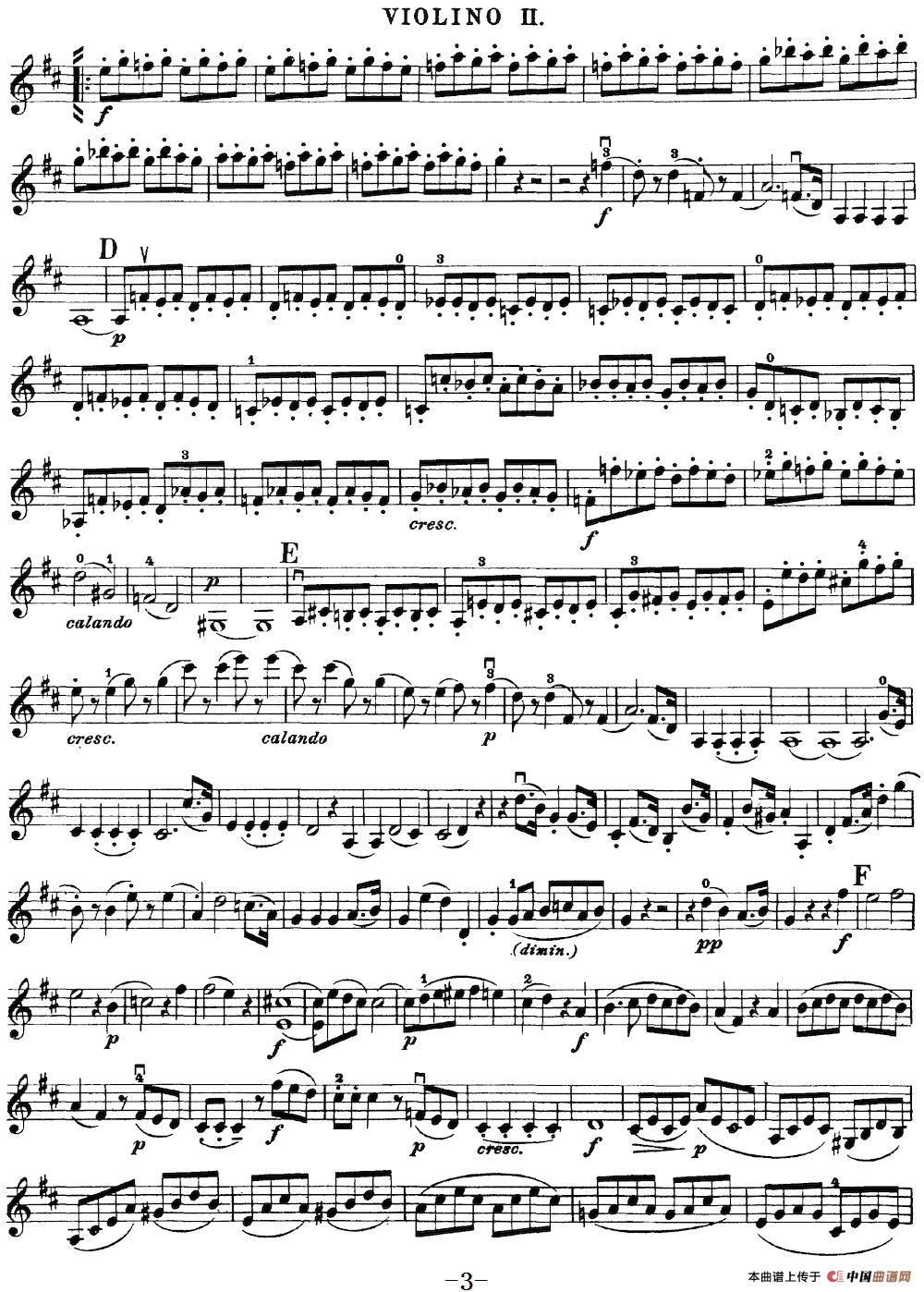 Mozart《Quartet No.20 in D Major,K.499》（Violin 2分谱）