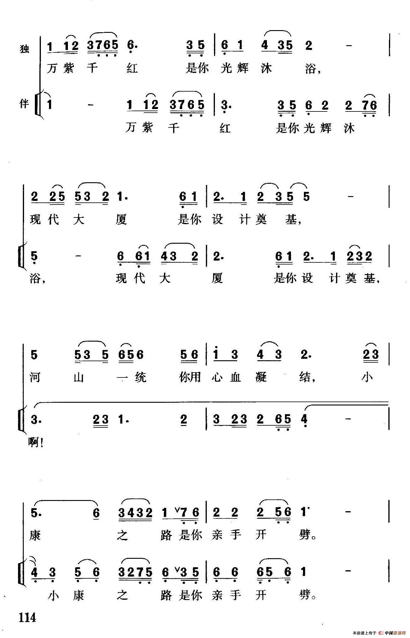 中国忘不了你（独唱+伴唱）合唱谱