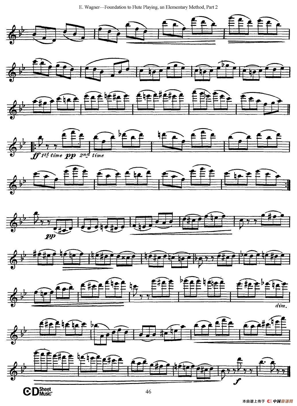 长笛演奏基础教程练习（Etude 2）长笛谱