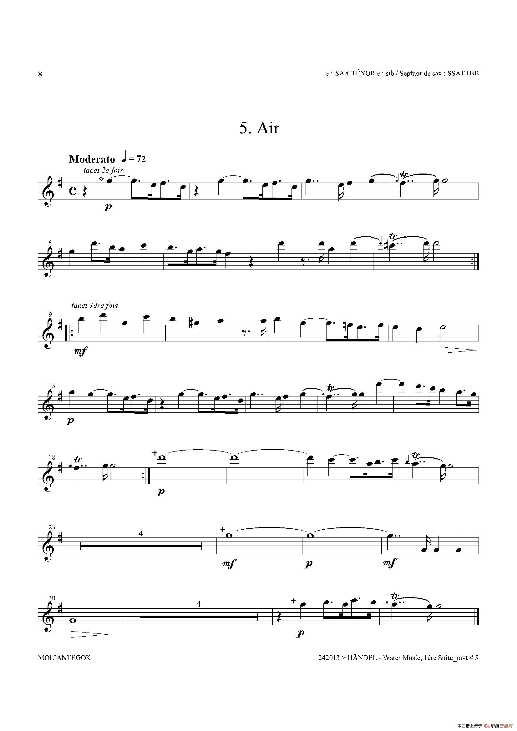 Water Music（HWV.348 No.1）（第一次中音萨克斯）