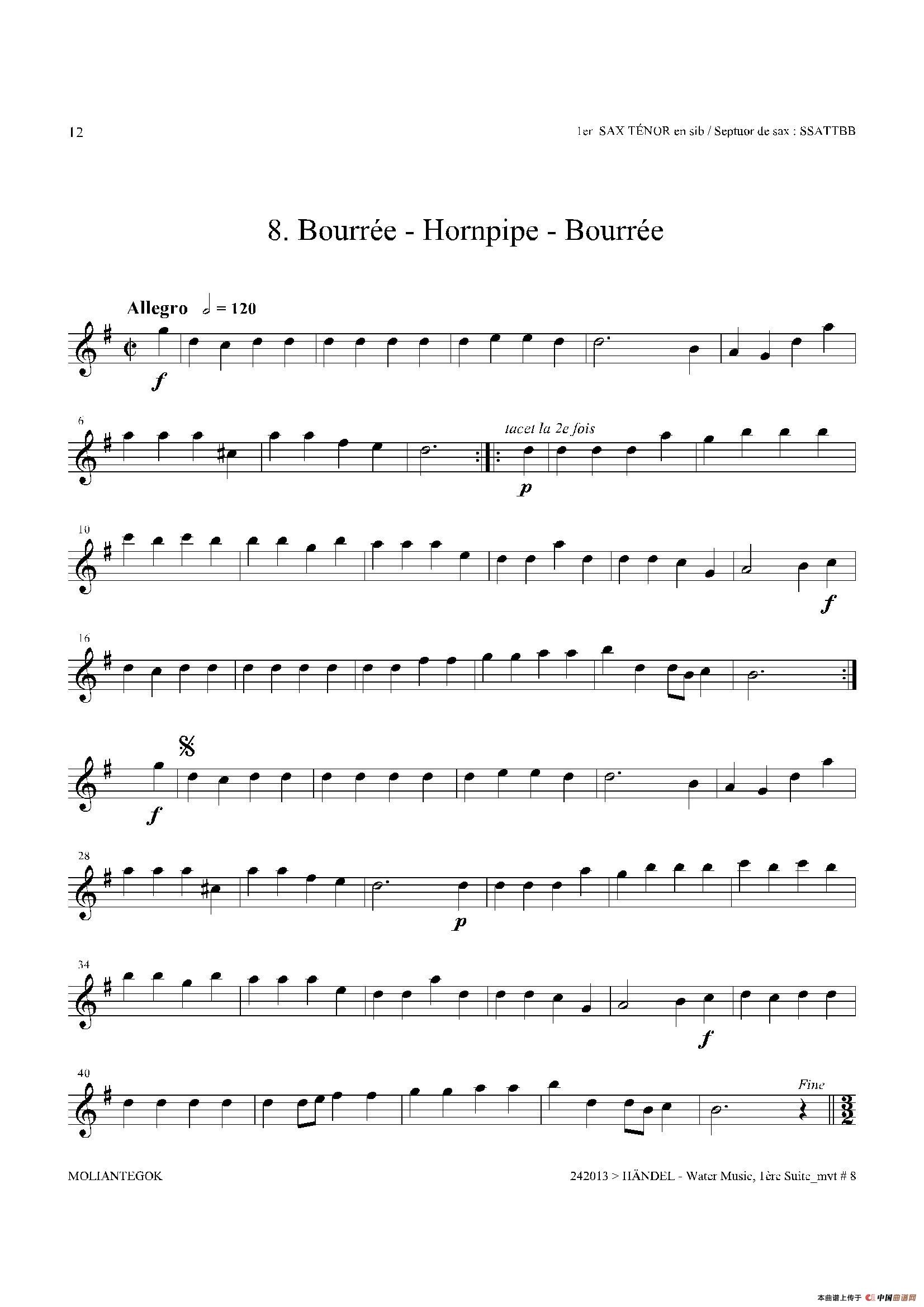 Water Music（HWV.348 No.1）（第一次中音萨克斯）