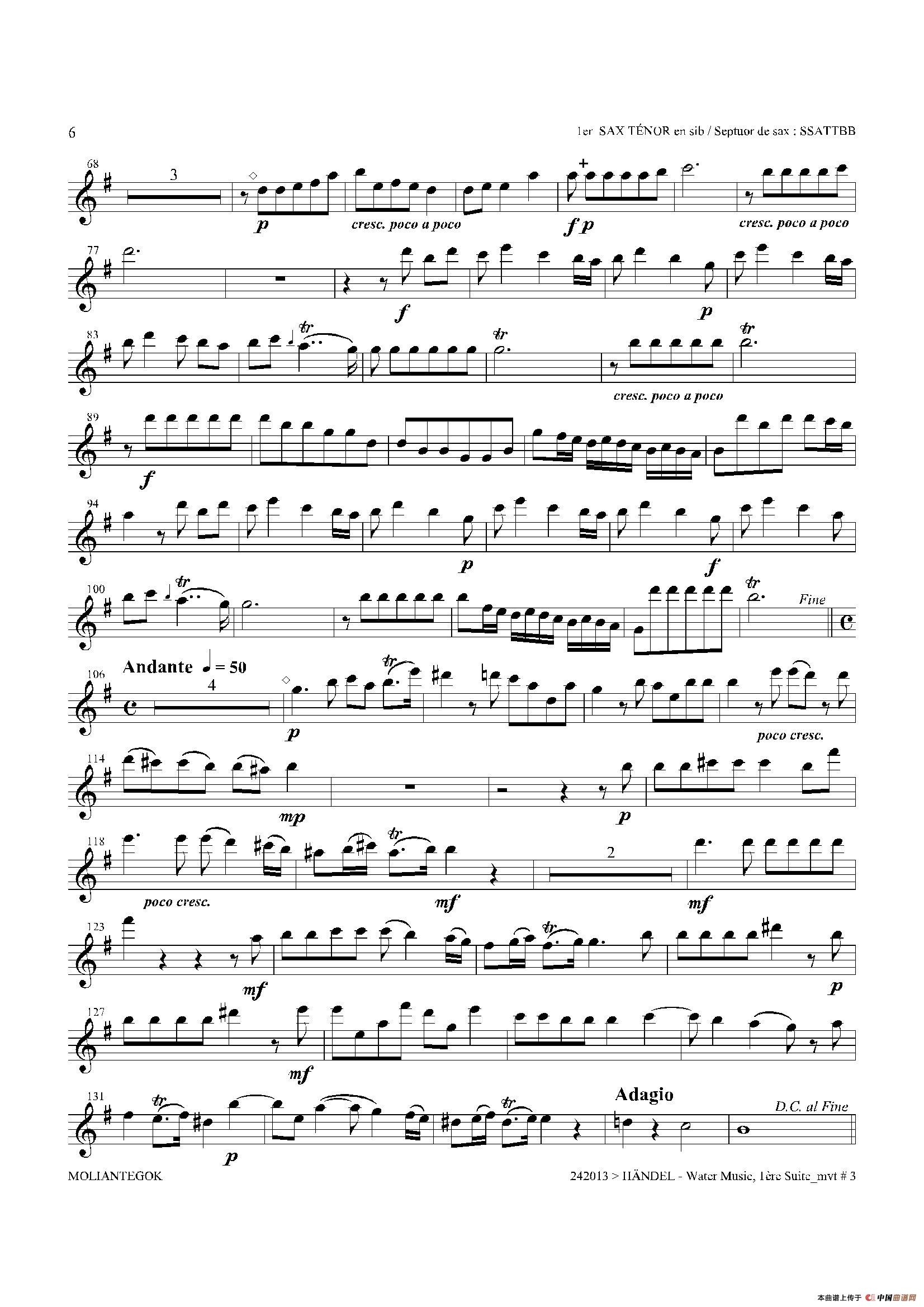 Water Music（HWV.348 No.1）（第一次中音萨克斯）