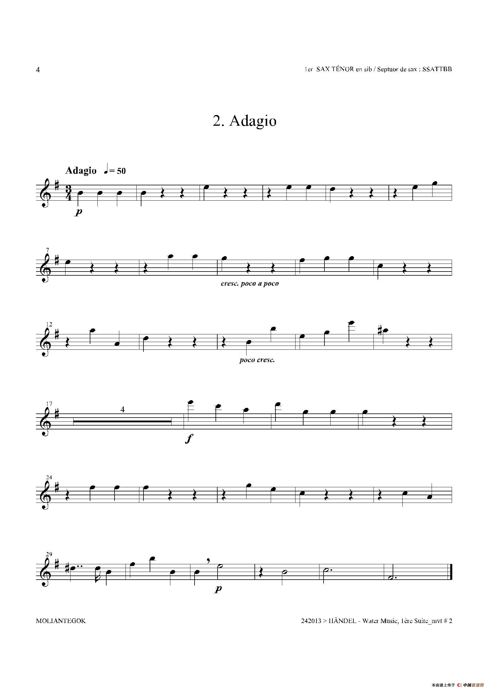 Water Music（HWV.348 No.1）（第一次中音萨克斯）