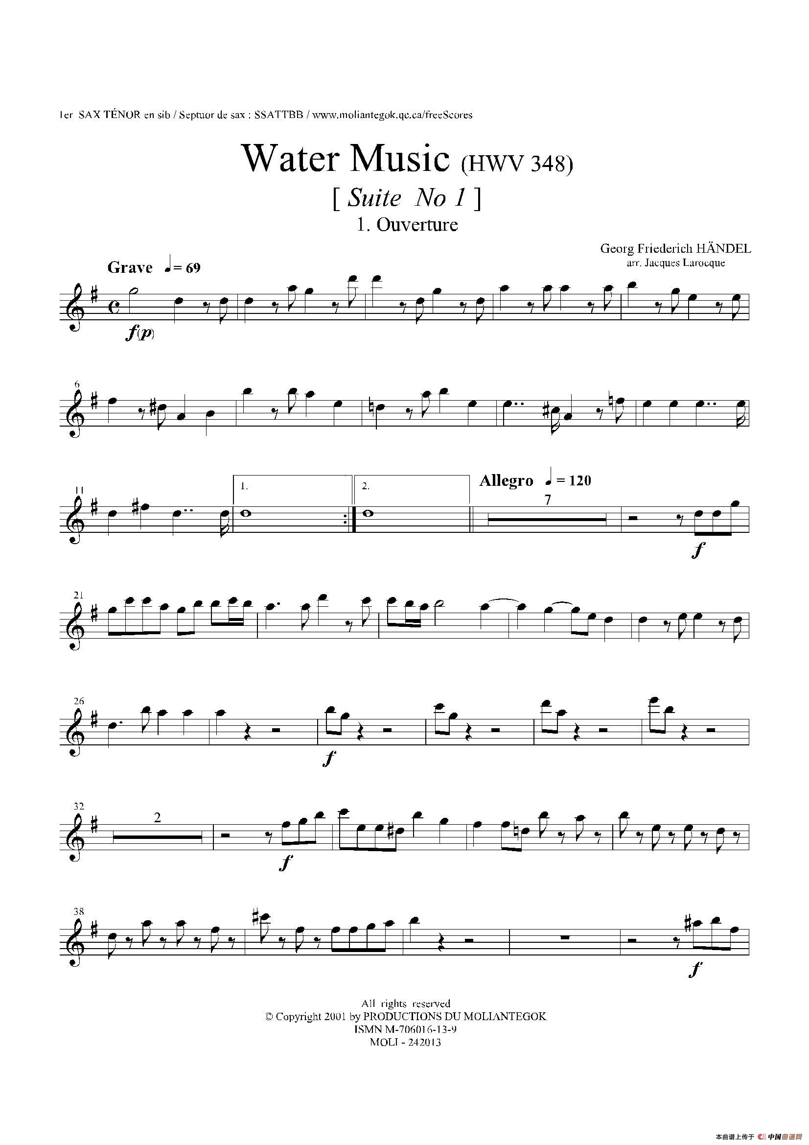 Water Music（HWV.348 No.1）（第一次中音萨克斯）