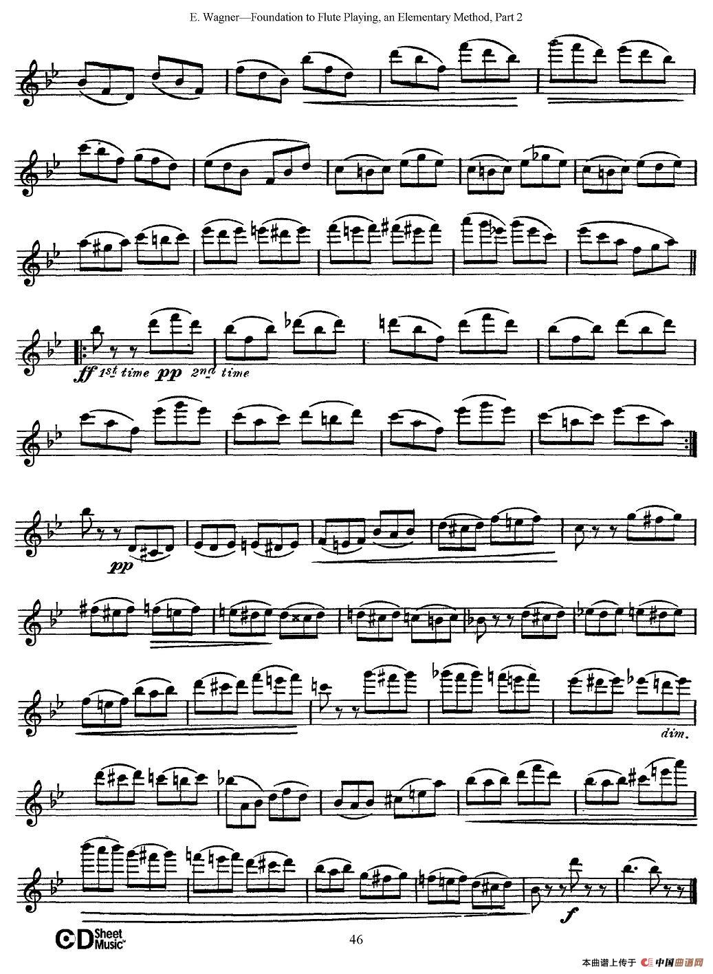 柯勒长笛练习曲作品33号（第一册）（一）长笛谱