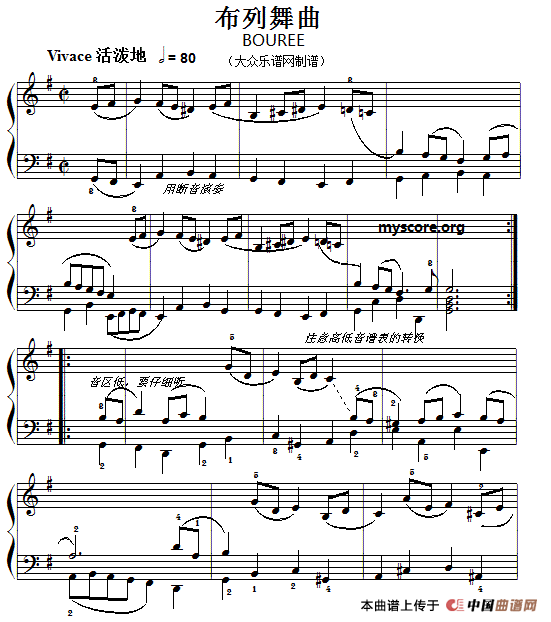 巴赫初级钢琴曲之十二：布列舞曲