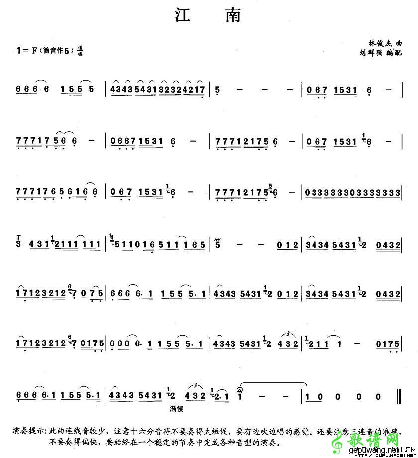 【江南笛子谱】江南笛子曲谱