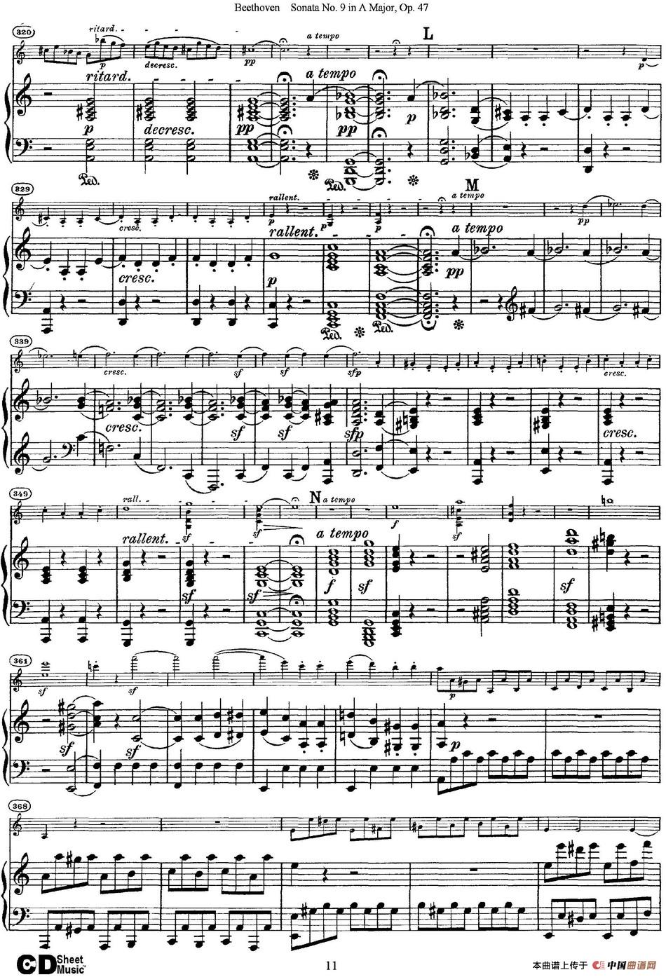 Violin Sonata No.9 in A Major Op.47（小提琴+钢琴伴奏）
