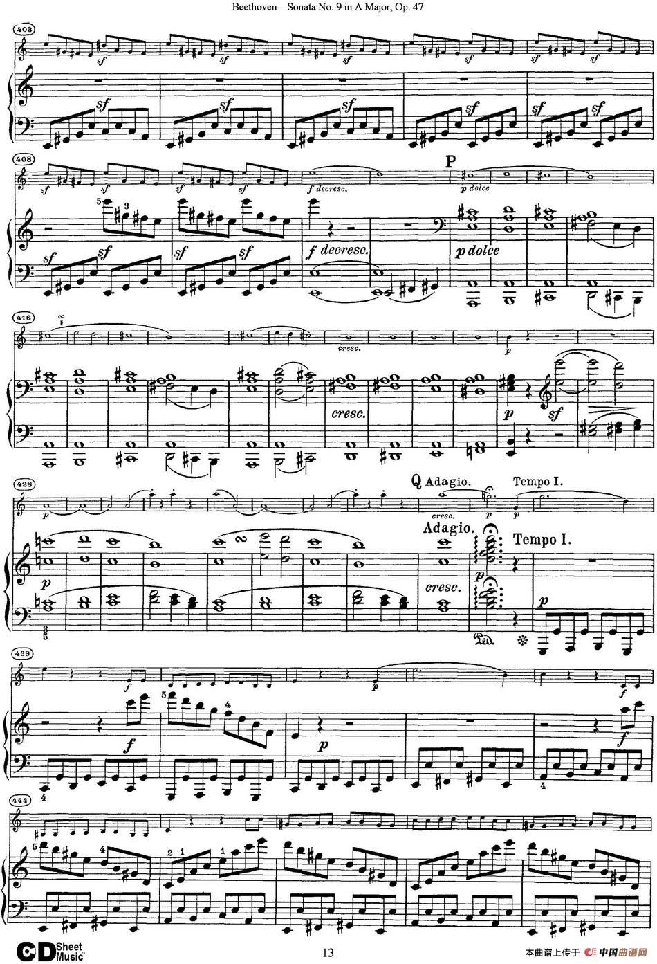 Violin Sonata No.9 in A Major Op.47（小提琴+钢琴伴奏）