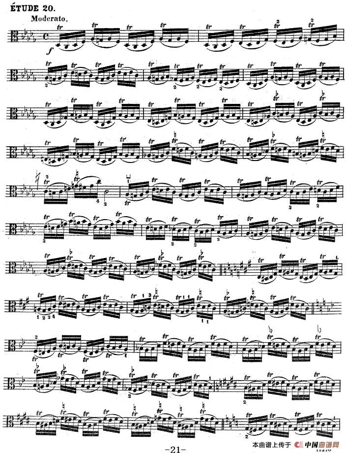 克莱采尔《中提琴练习曲40首》（ETUDE 20-23）