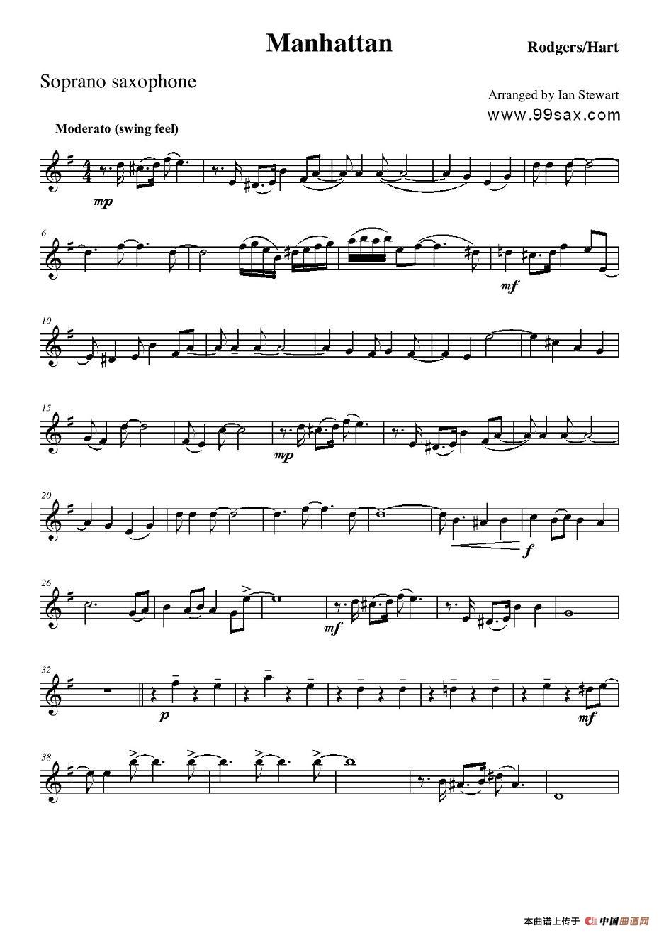 Manhattan Soprano Sax（四重奏高音萨克斯分谱）