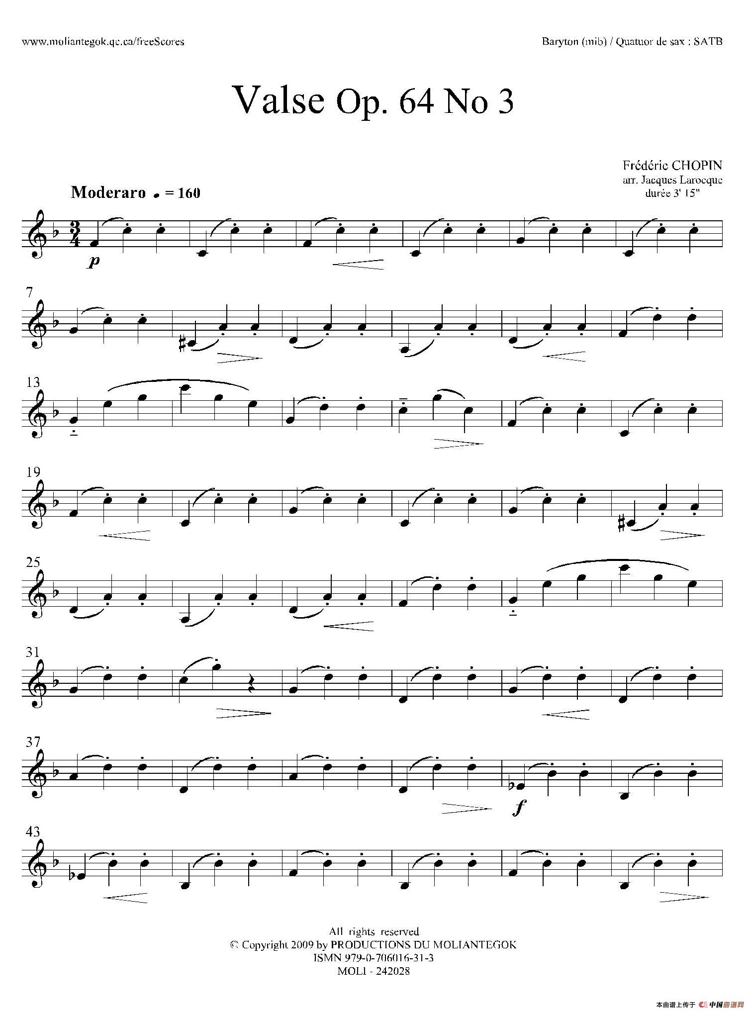 降A大调圆舞曲 Op.64 No.3（四重奏上低音萨克斯分