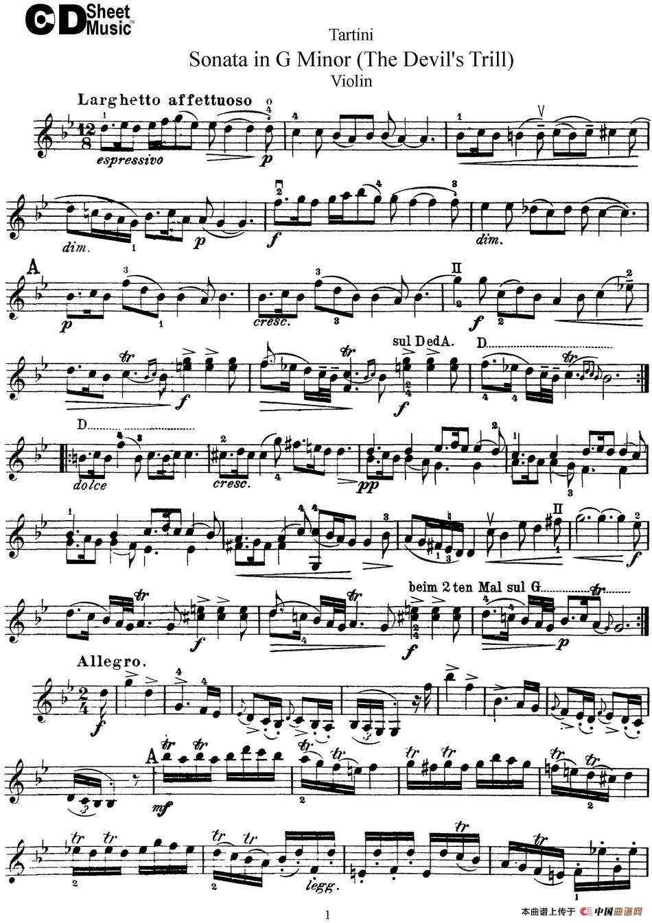 Violin Sonata in G Minor（The Devils Trill）