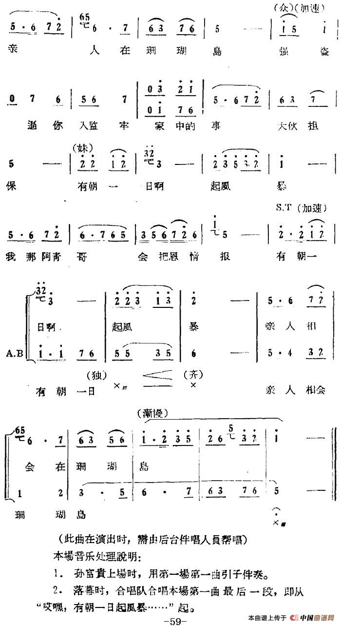 歌剧《红珊瑚》选曲：第四场 返岛（第十八曲