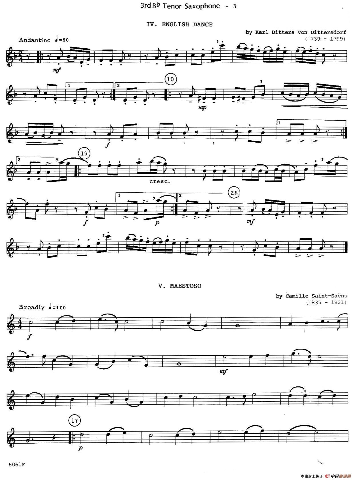 six for three（次中音三重奏第三萨克斯分谱）