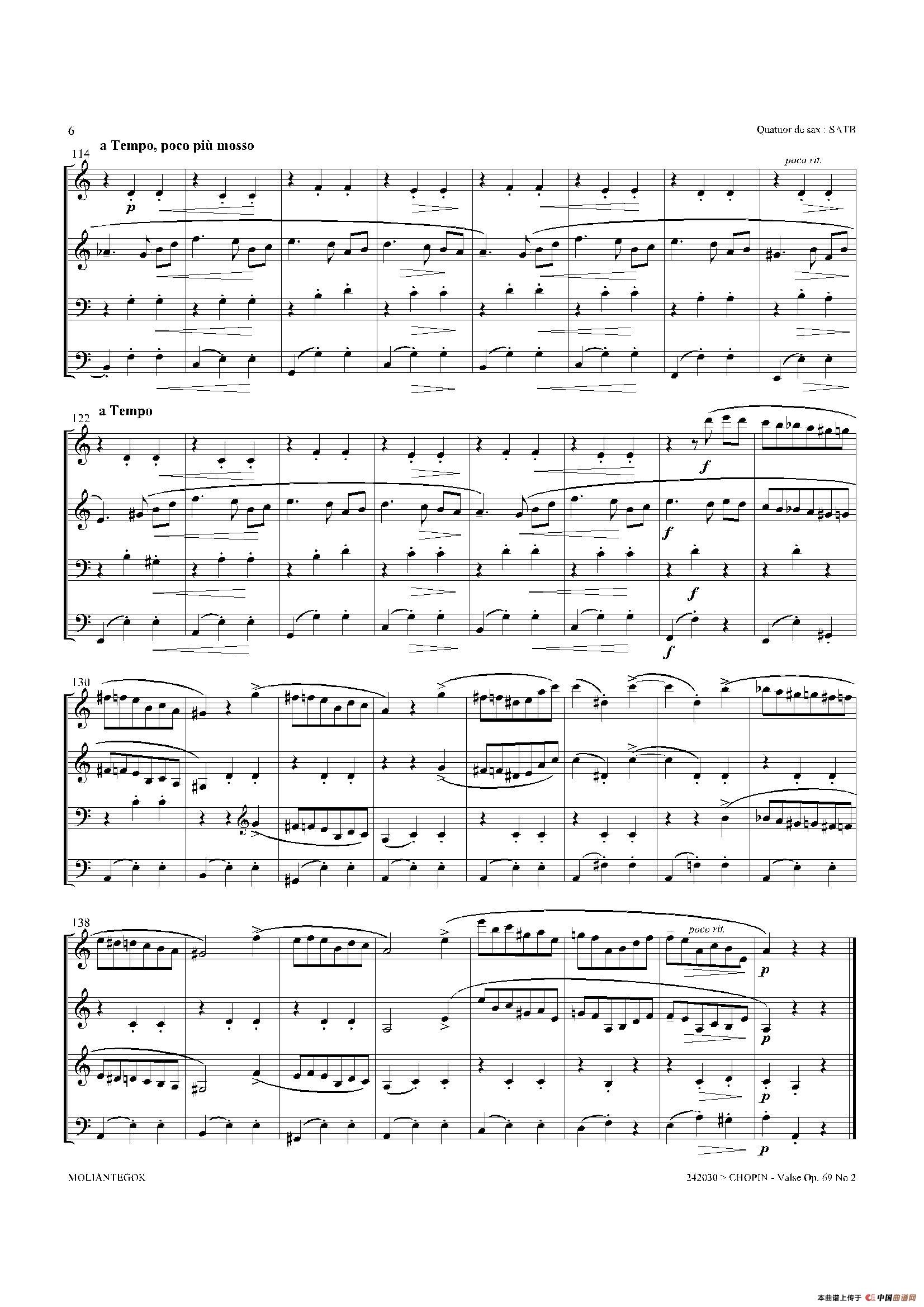 b小调圆舞曲 Op.69 No.2 （四重奏总谱）