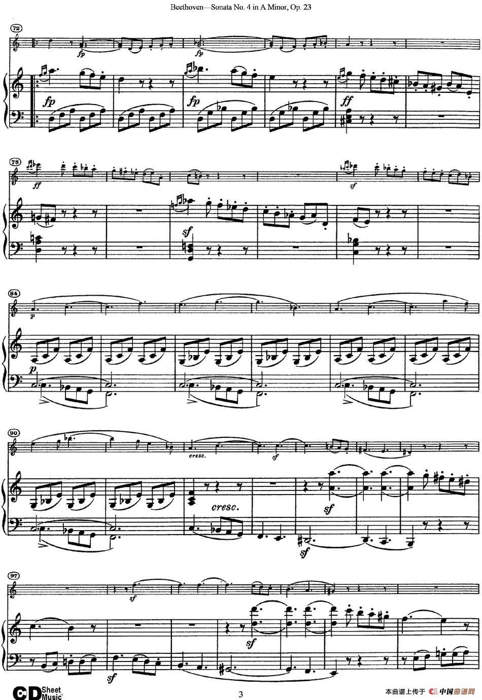 Violin Sonata No.4 in A Minor Op.23（小提琴+钢琴伴奏）