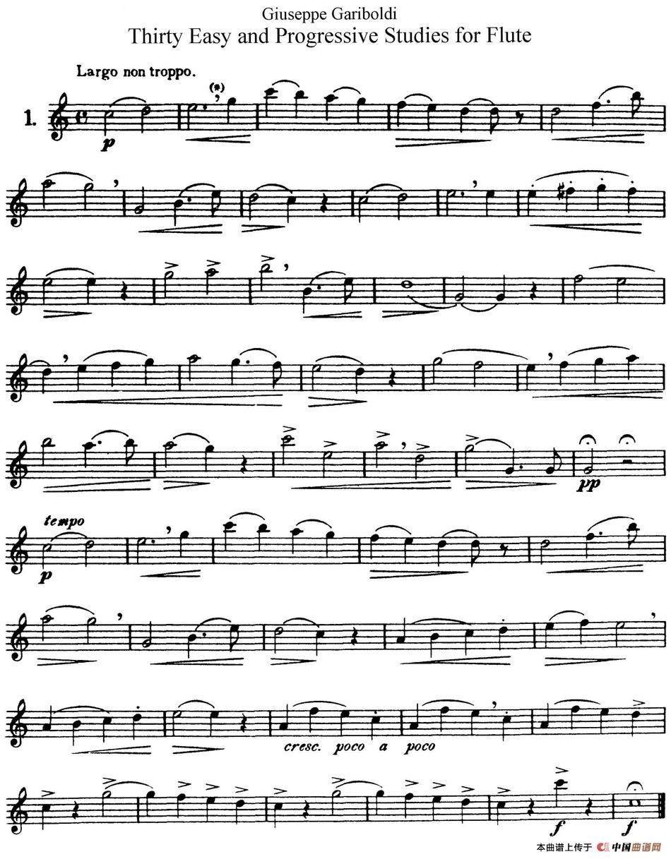 三十首基础及提高练习曲（NO.1）长笛谱