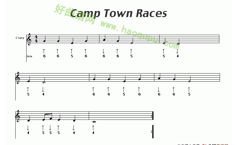 《Camp Town Races》（布鲁斯）口琴简谱