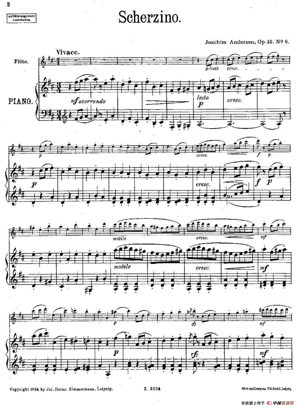 Scherzino（Op.55 No.6）（长笛+钢琴伴奏）