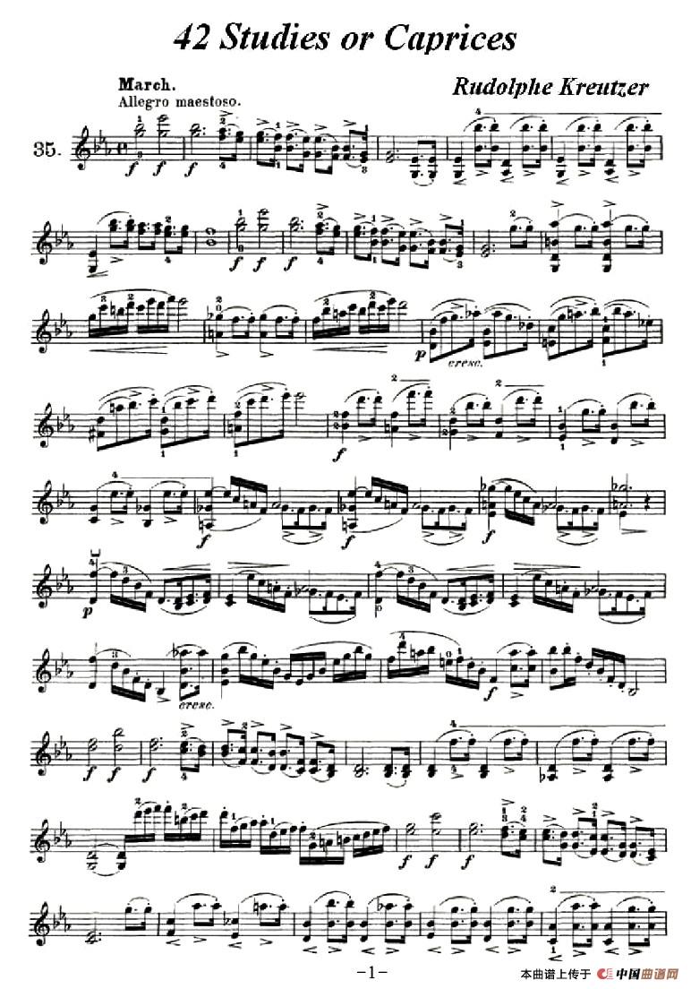 42首练习曲或隨想曲之35小提琴谱