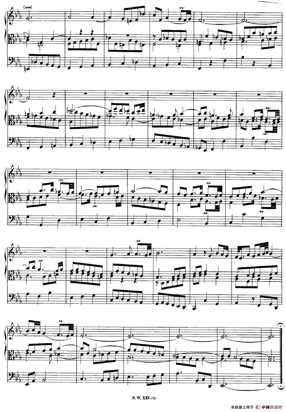 巴赫18首赞美诗前奏曲（4）（双排键电子琴）电子琴谱