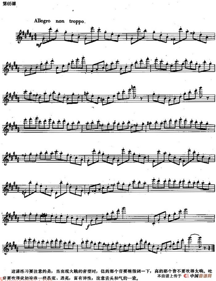 长笛练习曲100课之第65课 （出现大跳音型与低的