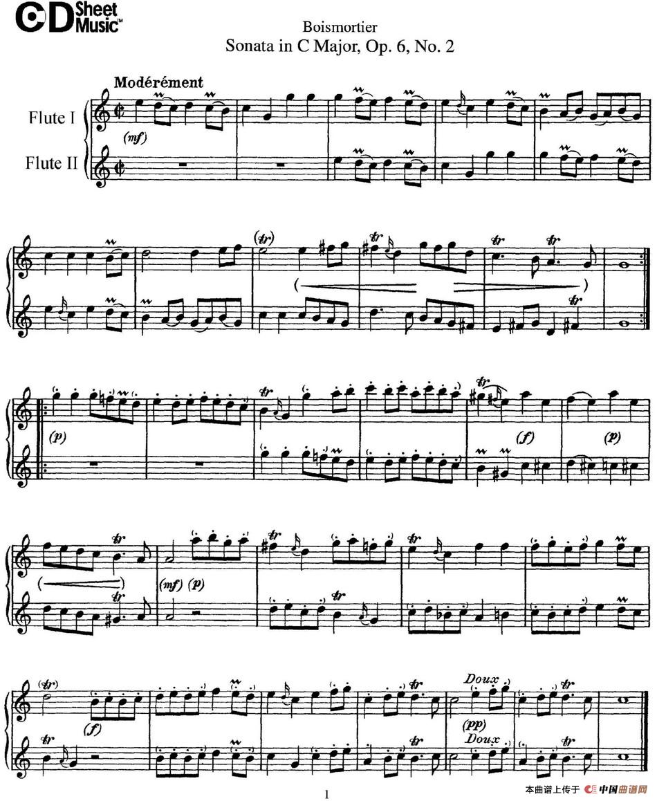 C大调双长笛奏鸣曲作品6号之2（Sonata in C Major O