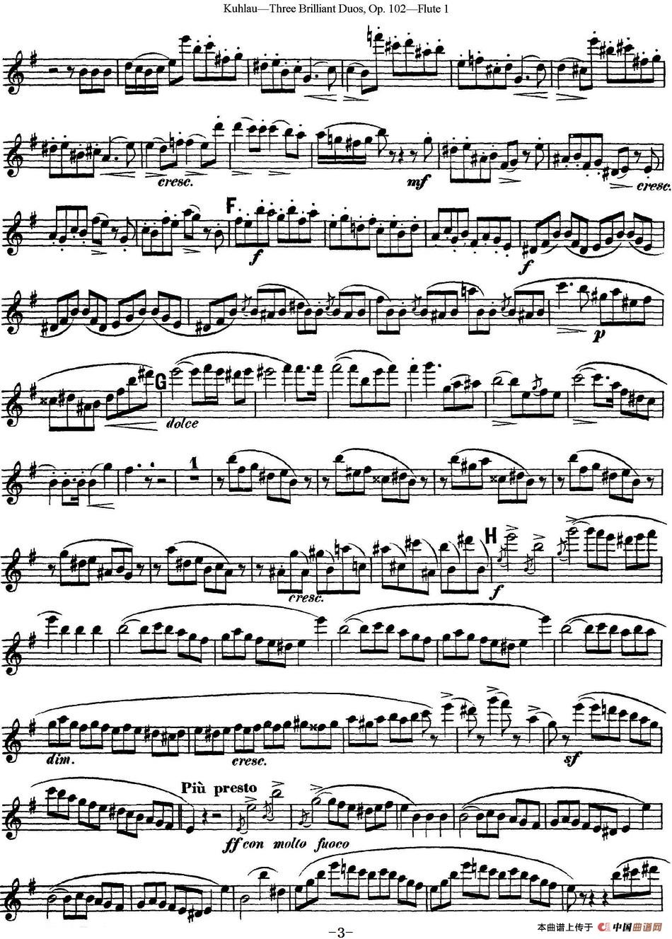库劳长笛二重奏练习三段OP.102——Flute 1（NO.2）