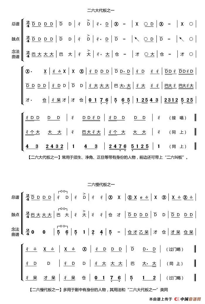 秦腔二六大代板、二六慢代板之一