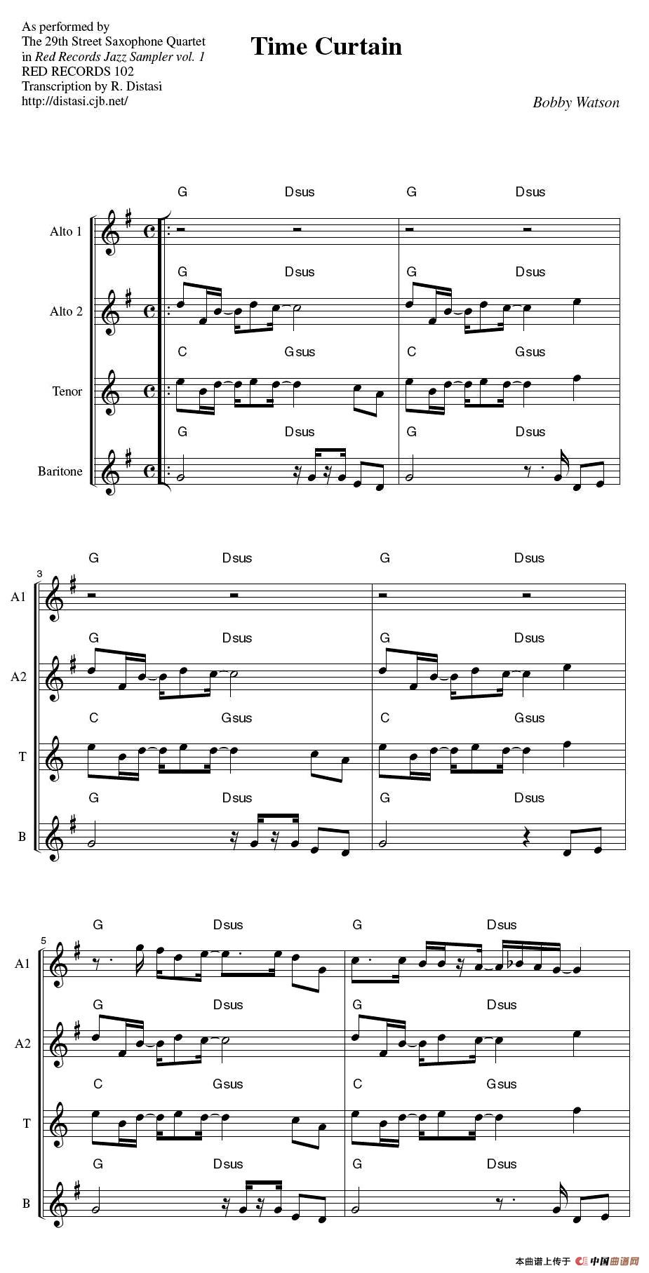 29th Street Saxophone Quartet - Time curtain（四重奏）