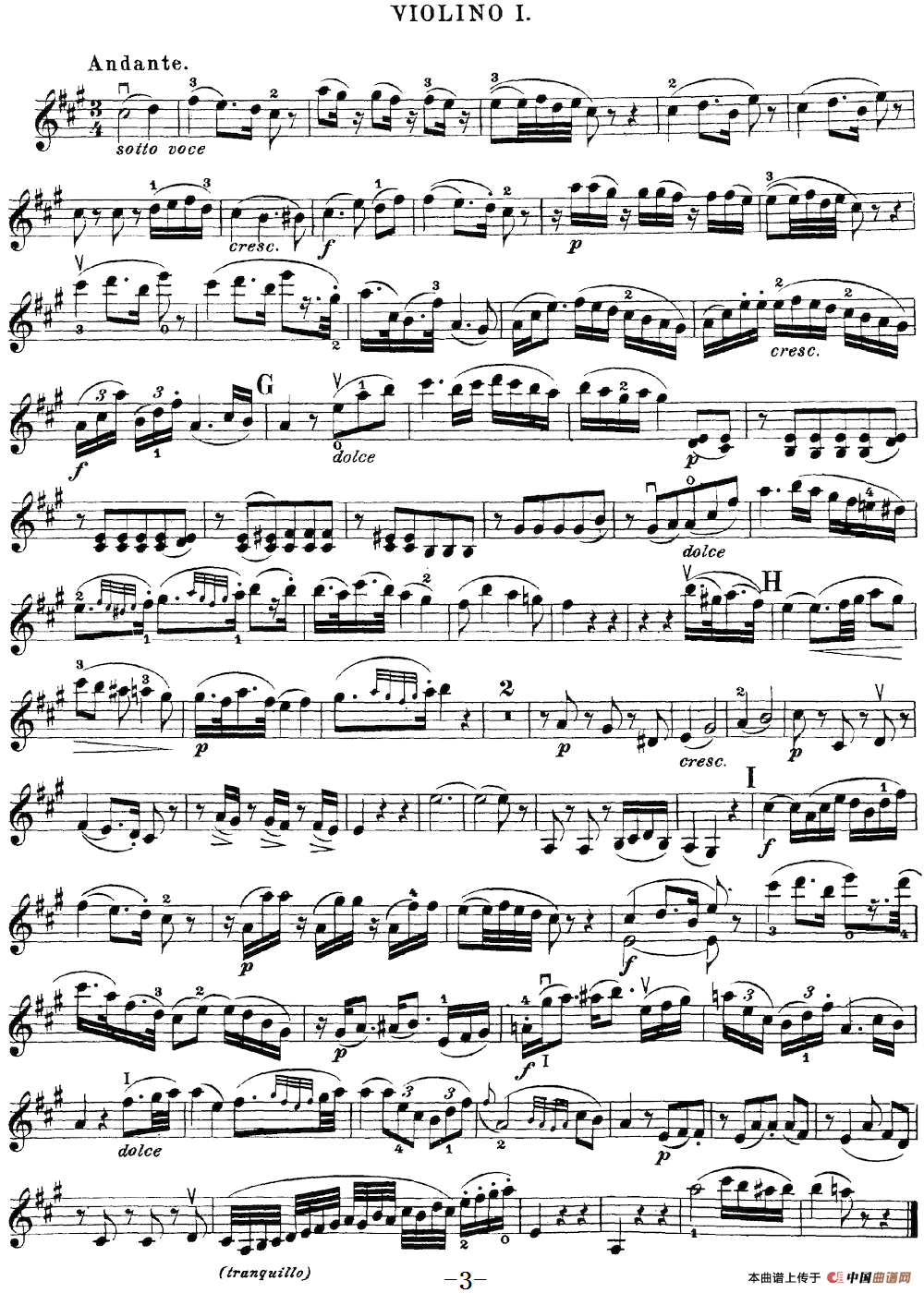 Mozart《Quartet No.21 in D Major,K.575》（Violin 1分谱）