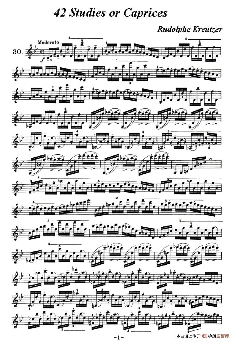 42首练习曲或隨想曲之30小提琴谱