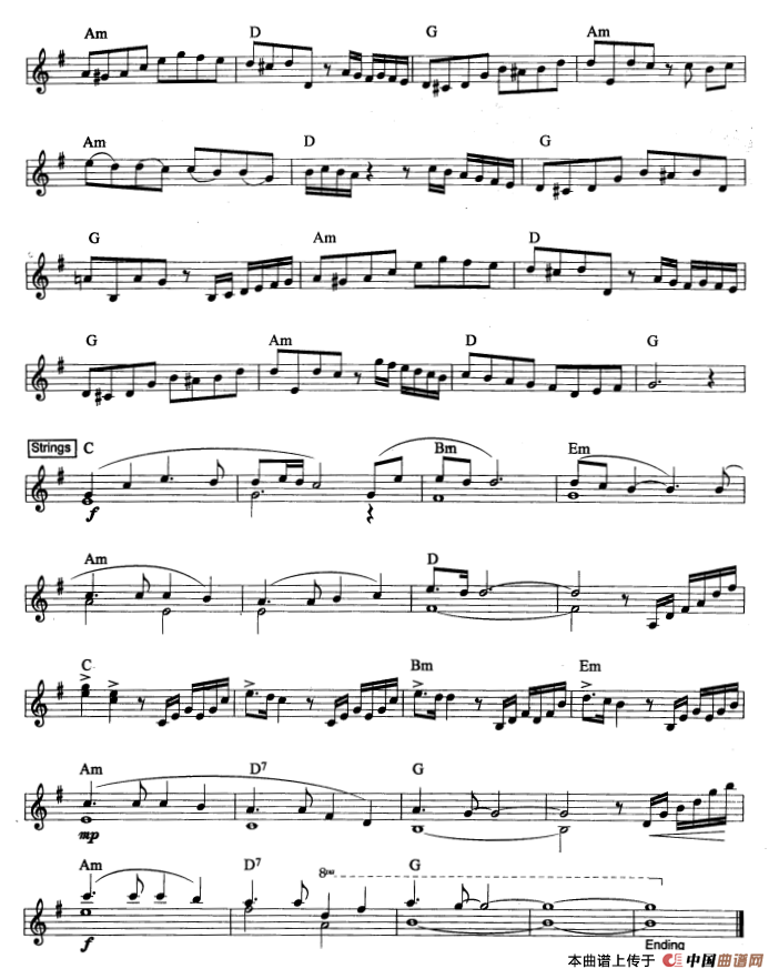思念（爵士乐版）小提琴谱