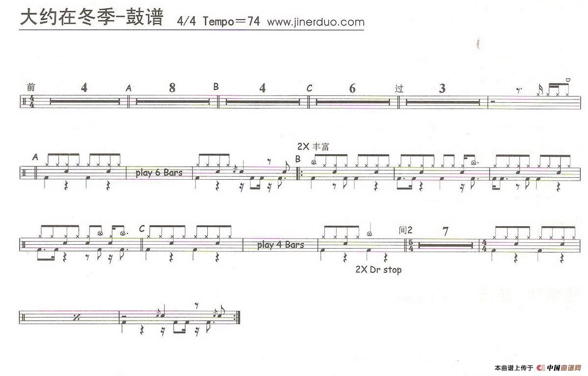 大约在冬季（架子鼓谱）