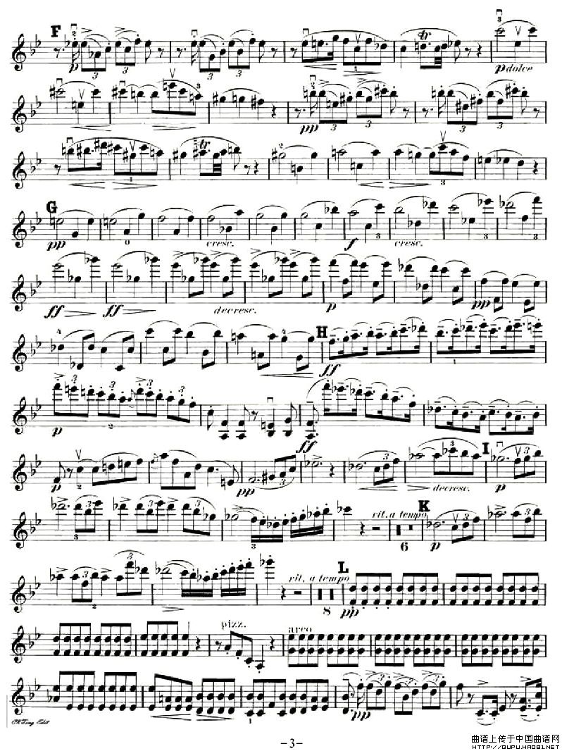 第一钢琴,小提琴，大提琴三重奏 Op.99之小提琴谱