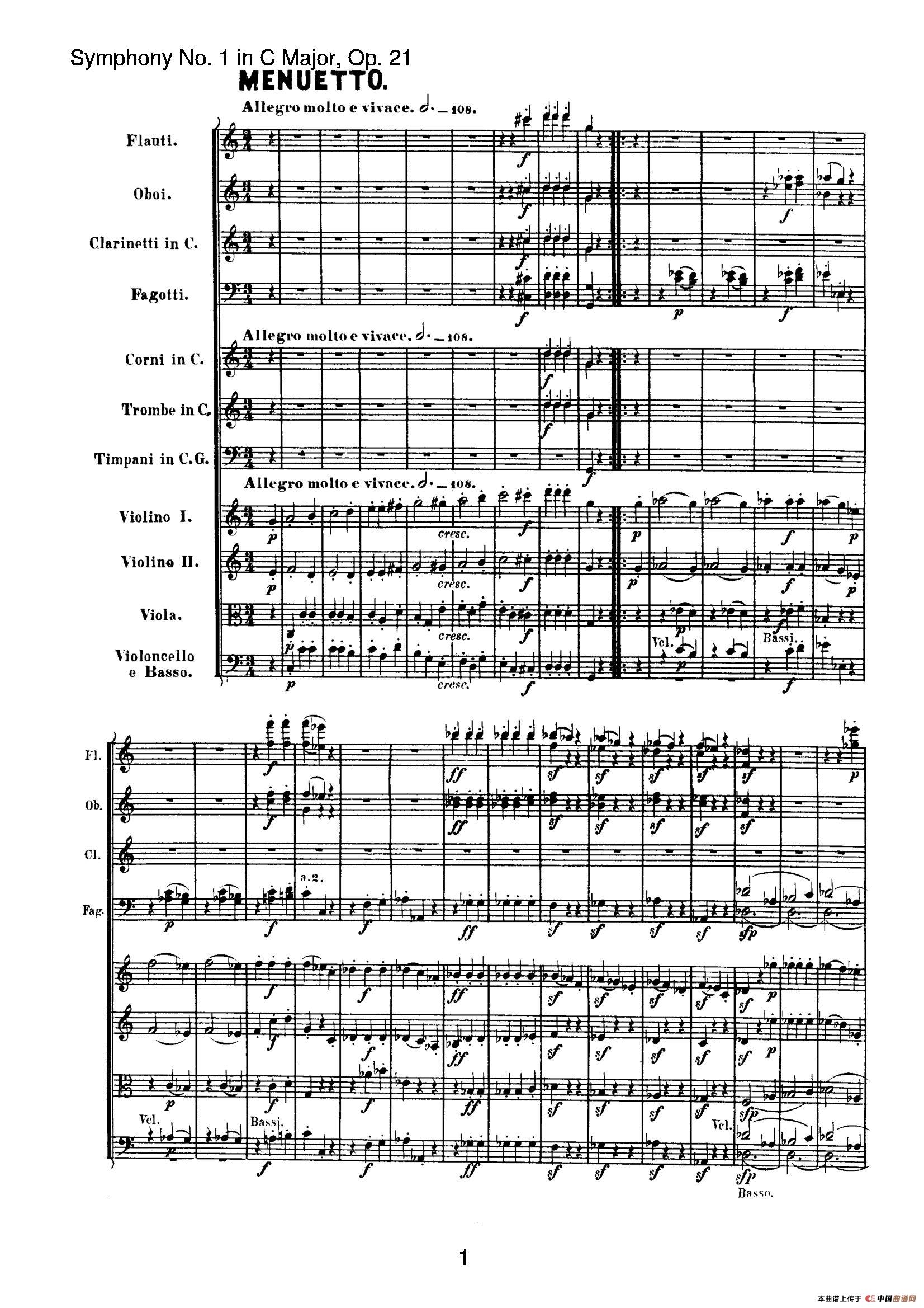 Symphony No.1 in C Major Op.21（Ⅲ）（交响乐总谱）